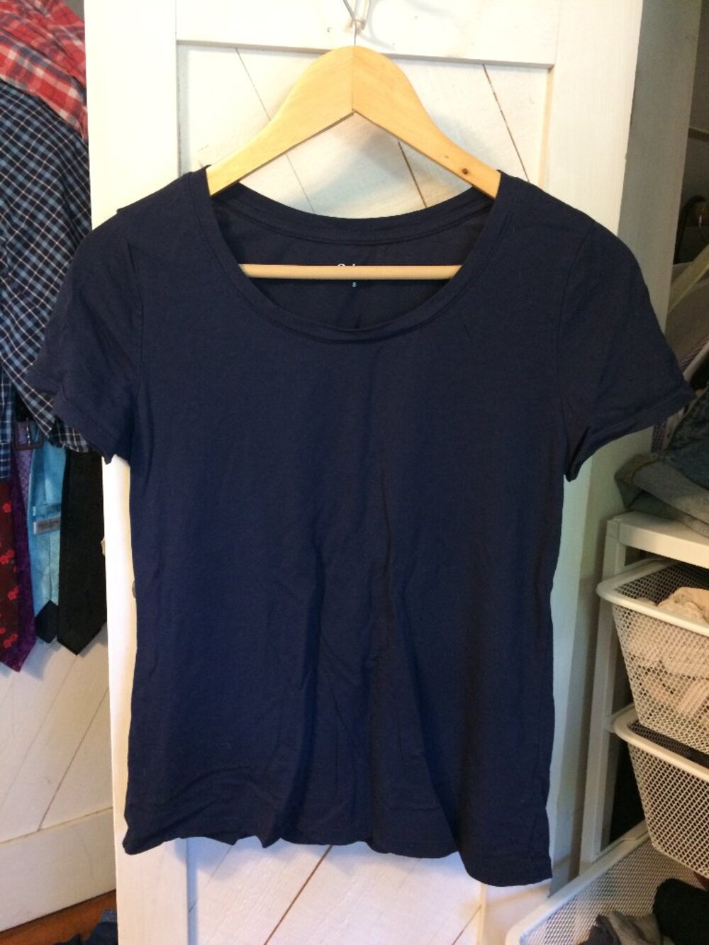 Quince Scoop Neck T shirt - navy blue size small
